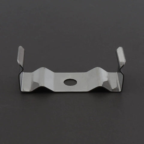 Durable T8 Light Clips and Bracket Hangers for Hanging Integrated Tube Light Fixtures, nickel plated steel, front view