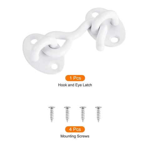 2 Inch Hook And Eye Latch For Barn Doors Privacy Hardware Stainless Steel Gate Lock Easy Install Window Cabin Hooks Sliding Doors Bedroom And Bathroom White Finish