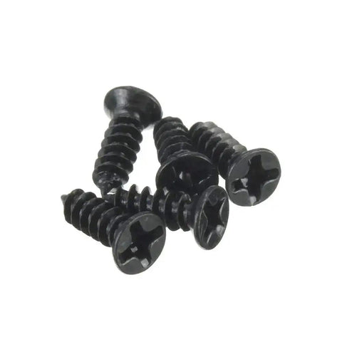 Close-up image of four black mounting screws for Set Of Five PCB DIN C45 Rail Adapter Brackets For Circuit Board Mounting On 35mm DIN Rail Easy To Install And Detach Bracket Carrier For Secure DIN Rail Mounting In Control Panels.