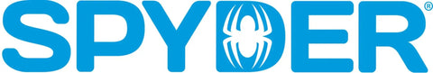 Spyder logo in blue with stylized spider design in the letter 'D'