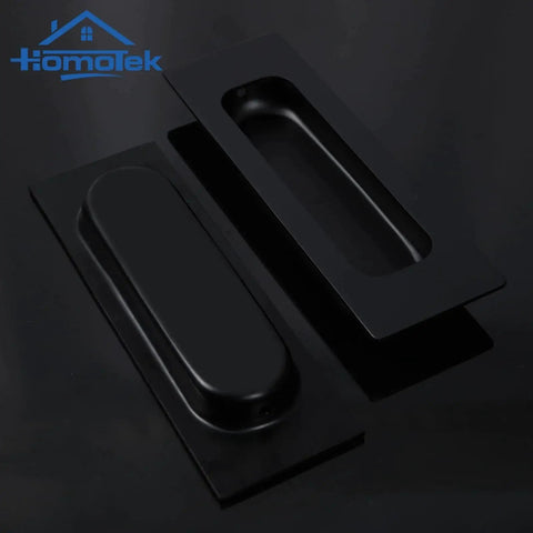 2 Pack 120mm Flush Sliding Door Pulls Recessed Finger Pulls For Sliding Barn Bypass Doors Pocket Doors Cabinets And Furniture Rectangular Invisible Pull Black Matte Finish 4.75 Inches, showcasing black matte finish.
