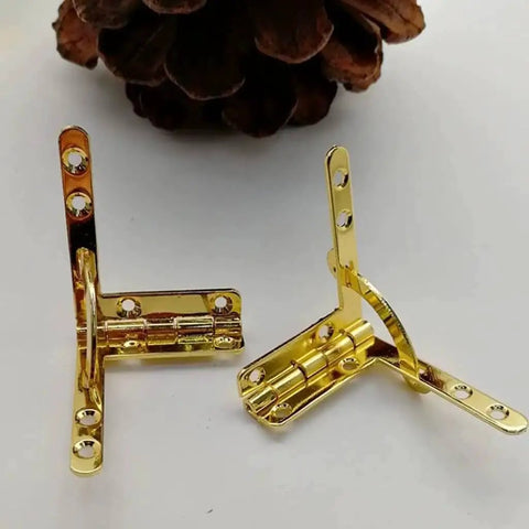 Golden Hinge For Wooden Boxes And Small Cabinets Chrome Plated Gold Box Gear For DIY Projects, smooth opening hinges showcased