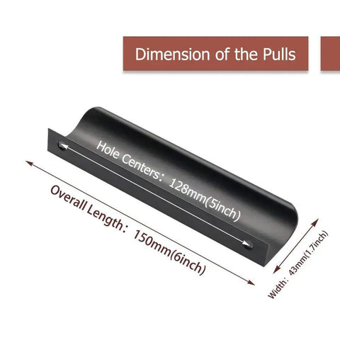 10 Pack Black Cabinet Handles 5 Inch Finger Pulls for Cabinets and Dresser Drawers With 5 Inch Hole Centers, side view