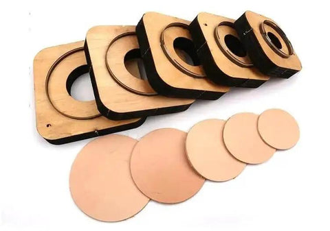 Heavy Duty Pro Grade Round Circle Cutting Mold For Leather Crafts 120mm with precision steel blade, various circle sizes displayed