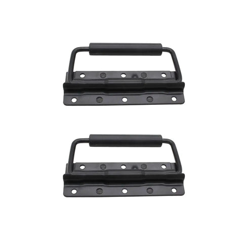 4.9 Inch Spring Loaded Folding Handle For Tool Boxes And Cases, Heavy Duty Surface Mount Case Handle With Rubber Grip, Black 2 Pack
