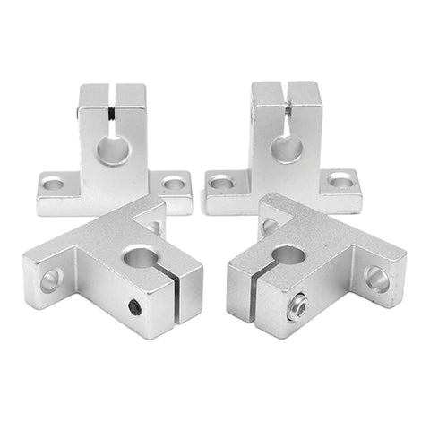 Linear rail mounting blocks, 4-piece silver aluminum set with screw holes and clamp/L-shaped brackets