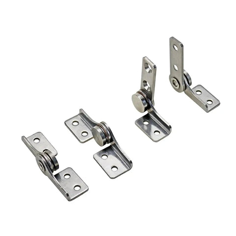 Four 304 stainless damping hinges with mounting plates and rollers; right-hand, 2.0 N.m torque.