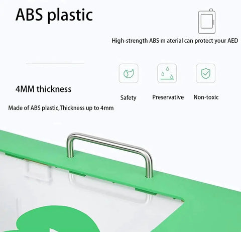 Detail of ABS plastic material used in Wall Mounted Go-To AED Defibrillator Cabinet With Alarm, Keyed Lock And First Aid Case.
