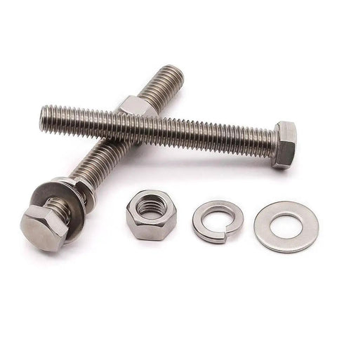 Four Sets Of Half Inch 13 UNC Coarse Thread Stainless Steel Hex Bolts With Nuts Flat Washers And Lock Washers Hardware Kit 304 Stainless