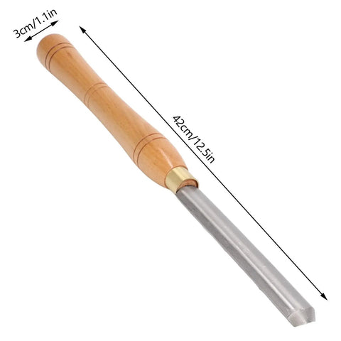 Durable Arc HSS Wood Lathe Chisel For Turning And Carving Bowl Gouge And Spindle Gouge High Speed Steel Turning Tool With Polished Inner Arc Blade For Smooth Precise Cuts On Wood Lathe Projects, dimensions showing 42cm length, 3cm width