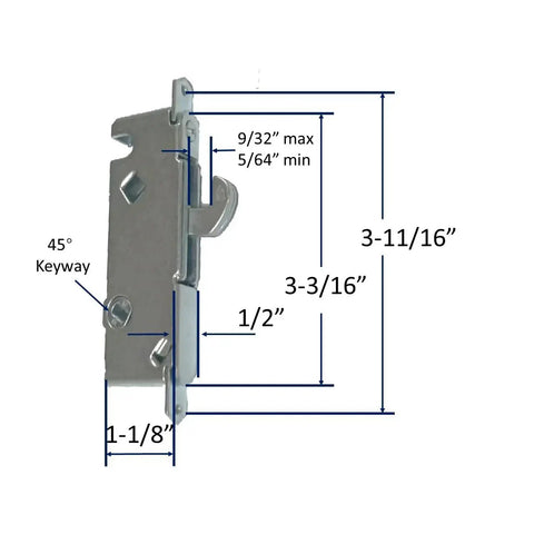 Black Patio Door Handle Set With Mortise Lock For Replacement Sliding Glass Doors, 3-15/16 Inch Screw Hole Spacing diagram