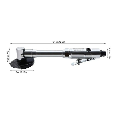 3 Inch Pneumatic Cut Off Tool For Metal Cutting And More Heavy Duty Air Cutter with measurements and chrome-plated aluminum construction