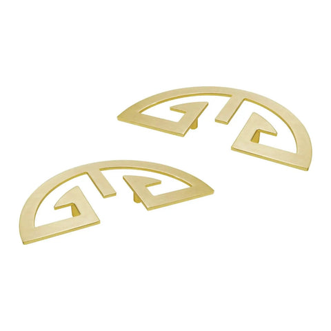 Antique Semi Circular Cabinet Pulls 2 Pack Gold Tone Large Knobs With Traditional Auspicious Pattern