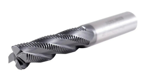 Half Inch TiAlN Cobalt Roughing End Mill M42 8 Percent Cobalt With Half Inch Shank And Two Inch Flute Length Four Flute Coarse Tooth