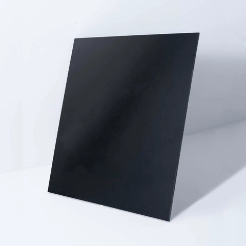 Black Phenolic Sheets 12x12 Inch One Eighth Inch Thick Pack of 3 Laminated Resin Boards for Electronics Fixtures DIY Projects and Crafts Pro for Electrical Enclosures Spacers and Prototyping, front view.