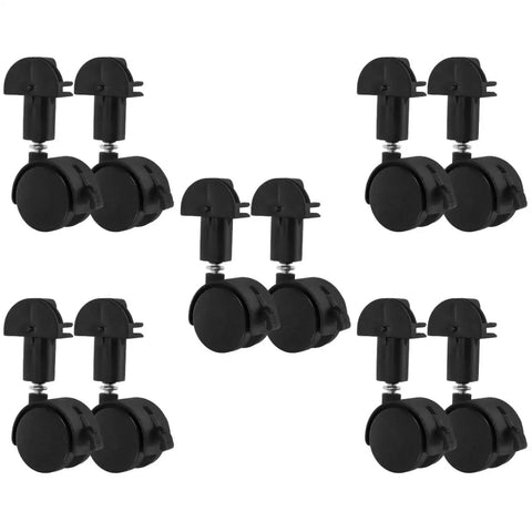 Ten-Pack 360 Degree Black Caster Wheels For Pet Cages Silent Rotating Casters With Locking Feature Replacement Wheels