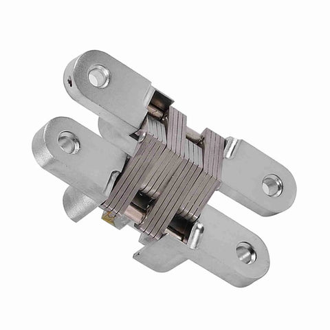 Invisible 180 Degree Concealed Cabinet Hinges For Smooth Doors Zinc Alloy Cross Design Heavy Duty 10kg Load Fifty Thousand Open Close Cycles Built To Last Fits 94mm And Four Size Variants For Cabinets Wardrobes And Sliding Doors