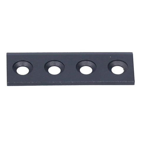 Track Connector Plate Kit for Sliding Barn Doors, Carbon Steel Hardware Fittings, 8x2.7cm, 4-Hole Fixation, shown front view.