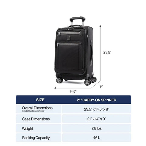 Platinum Elite Softside Expandable 21 Inch Carry On Luggage With USB Port And 8 Wheel Spinner Suiter For Men And Women Shadow Black