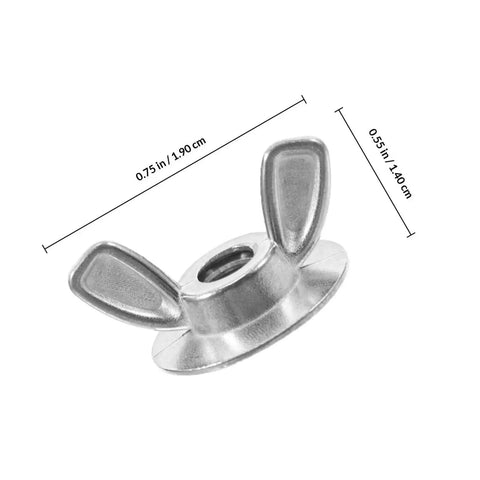 20 Pack Hurricane Shutter Wing Nuts 1/4-20 With Washer Base For Quick Release Storm Panels, shown with dimensions
