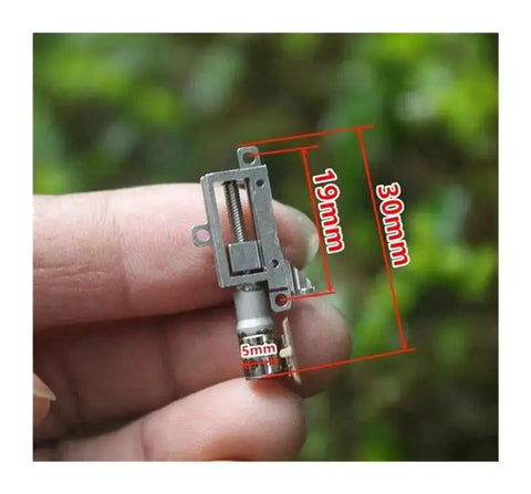 Ultra Micro 5mm Stroke Linear Actuator With 5mm Travel, 2 Phase 4 Wire Stepper Motor, Precision Metal Gearbox shown in hand