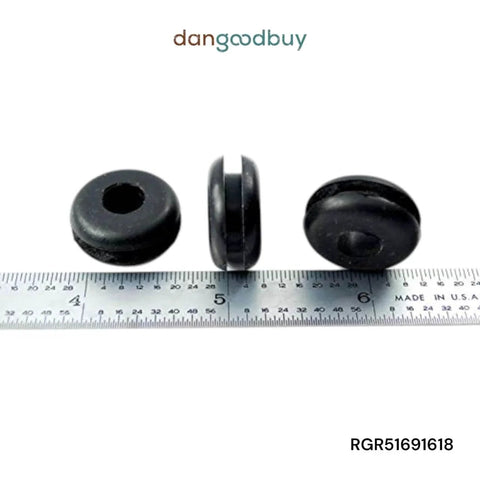 Buna N Rubber Grommet For Nine Sixteenth Inch Hole In One Eighth Inch Thick Panel With Five Sixteenth Inch Center Hole shown