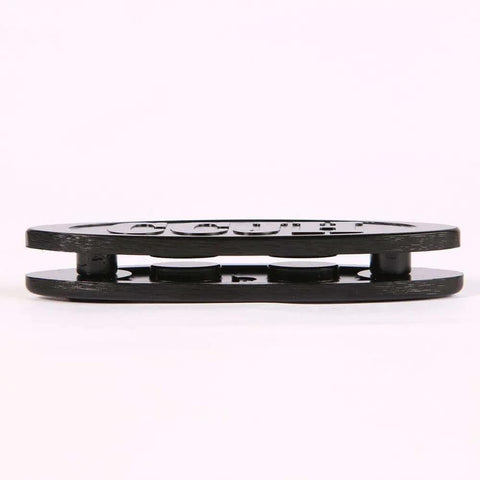 Side view of Rail Connector For Sliding Barn Door Hardware Junction Plate To Make Spliced Rails Move As One Smooth Track, black finish.