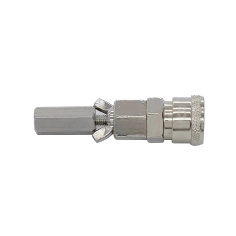 VacU Lock End Connector For Reciprocating Linear Actuator DIY Design, stainless steel, M8 thread, 3.3 inch height, side view