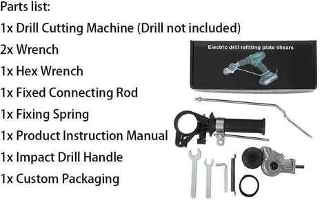 Plate Cutter Attachment For Electric Drills For Sheet Metal Cutting with included accessories and packaging