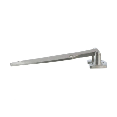 Side view of 1-5-8 Inch Offset Satin Stainless Steel Heavy Duty Walk-In Cooler Door Hinge for marine environments.