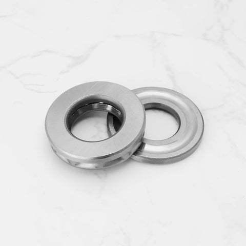 Two YINETTECH thrust ball bearings with washers, 17mm bore, 35mm OD, 12mm thick