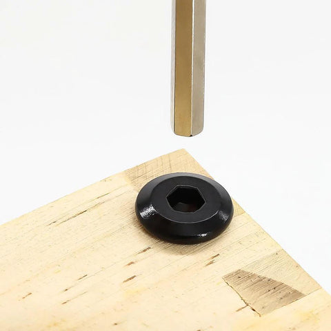 1/4-20 Flat Head Hex Socket Cap Screws, 3/4 Inch, 25 Pack, 18-8 Stainless Steel 304, Black Oxide Finish shown in wood installation