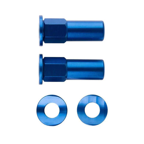Rim Lock Nut And Spacer Kit For Secure Off Road Wheel Mounting Aluminum Blue, showing two nuts and washers, anodized finish.