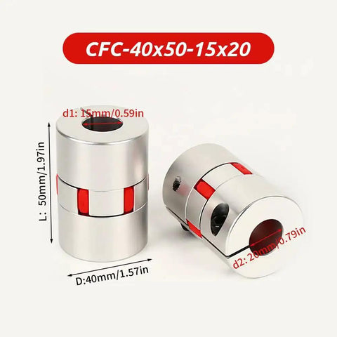 15mm To 20mm Bore Aluminum Flexible Shaft Coupler 40mm Diameter 50mm Length Spider Joint with Polyurethane Damping Ring