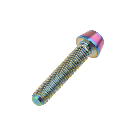 Premium Rainbow Titanium M5x25mm Tapered Head Screw, Grade 5 Titanium Alloy, DIN912 Standard, 0.8mm Pitch, Hex 4mm.