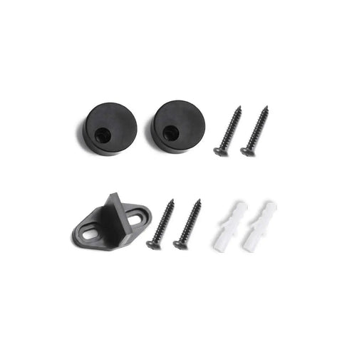 Sliding Barn Door Hangers I Shape Black 2 Pack For 170 Lb Doors Heavy Duty Fits 1 3 8 Inch To 1 3 4 Inch Panels Solid Steel Construction With POM Wheels Includes 2 Hangers 4 Long Screws End Caps Floor Guide set components