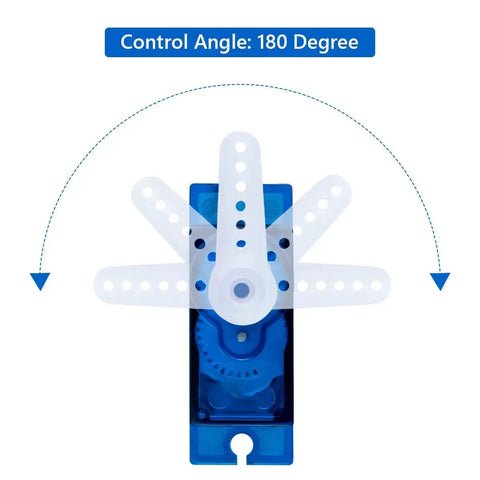 10 Pack SG90 9G Micro Servo Motors For RC Toys And Arduino Projects, highlighting control angle rotation, smooth operation