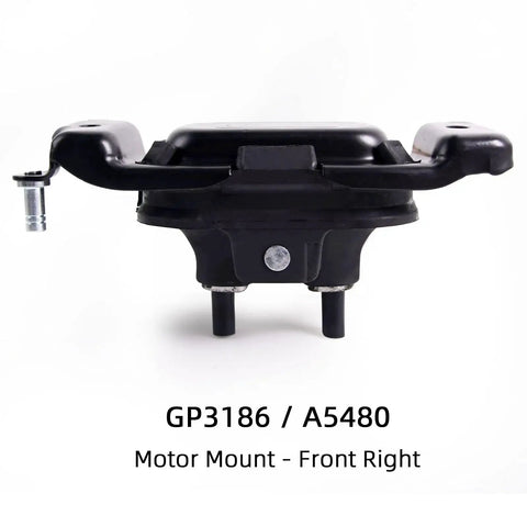 Front view of GP3186 A5480 motor mount for Four Piece Engine And Transmission Mount Kit That Fits Chrysler Town And Country Dodge Grand Caravan And Volkswagen Routan 2008 2009 2010 3.3L 3.8L 4.0L A5654 A5480 A5465 A5493