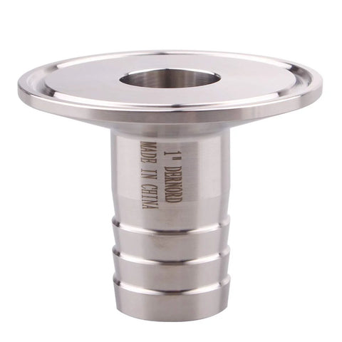 DERNORD 2-inch tri-clamp to 1-inch hose barb adapter, SUS304 stainless steel sanitary fitting