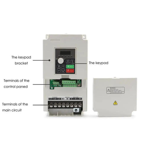 4 KW 220V Inverter VFD Variable Frequency Drive H100 Model with exposed keypad and control panel terminals