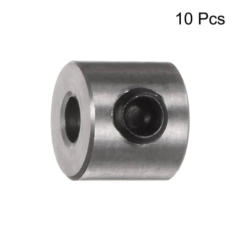 Front view of 10 Pack 3mm Shaft Collar Set Screws in Stainless Steel 304, 8mm Outside Diameter, 7mm Thick, for Bearings and Stops