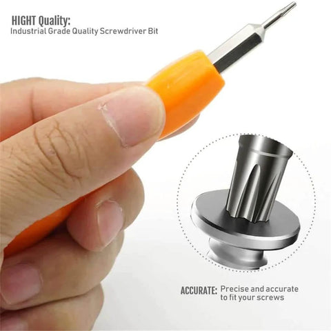 Close-up of Dual End Alloy Steel Torx Screwdriver Bit Kit For Doorbells And Security Video Systems, ergonomic grip.