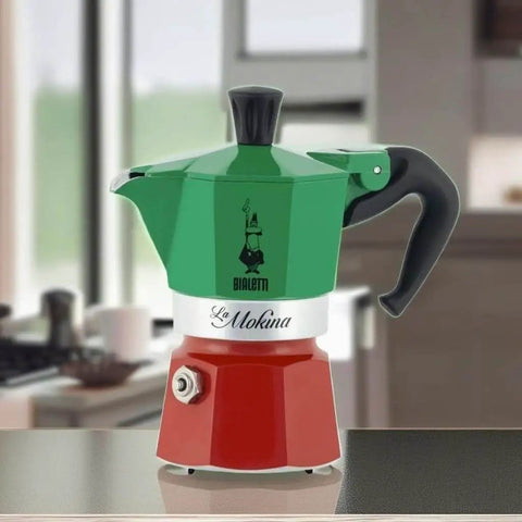 Limited Edition Tricolore Moka Pot For Espresso Lovers Holds Half Cup Per Brew At 40ml Delivers Rich Bold Stovetop Coffee In Classic Italian Style For Home