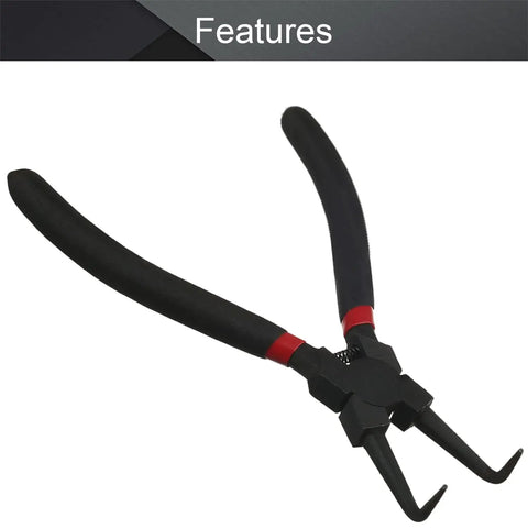 Internal Snap Ring Pliers Angled Bent Nose 90 Degree Tip 7 Inch, chrome vanadium steel, ergonomic non-slip grip visible