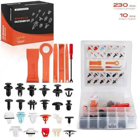 Honda CR-V 2002-2011 Grab-and-Go 230 Piece Car Body Must-Have Fastener Kit with removal tool and 23 sizes in box.