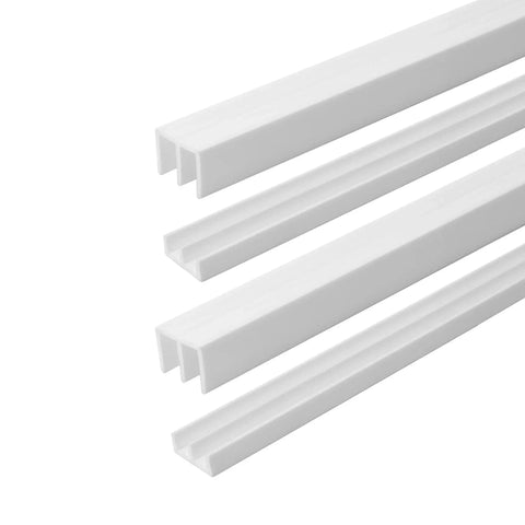 1/4 Inch Panel Sliding Door Track Kit With 48 Inch White Plastic Upper And Lower Tracks Pack Of 2 USA Made All Inclusive System