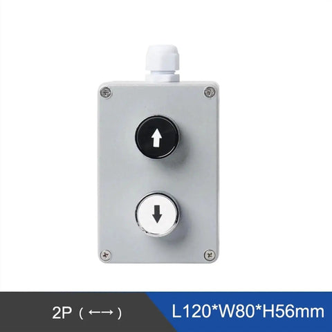 Front view of DIY Metal Push Button Control Box Explosion Proof Junction Waterproof Box with arrow buttons for industrial use.