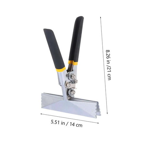 Multifunctional Hand Seamer Tool For Ductwork And Steel Plate Folding Pliers With Non Slip Handle, dimensions shown.