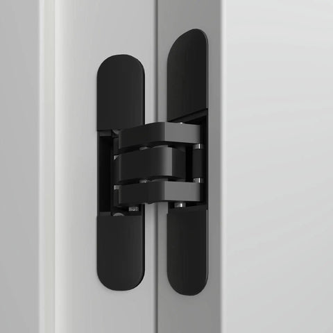 Black Invisible Door Hinge With 180 Degree Swing Heavy Duty Concealed Hinge Supports Up To 135lb installed on door