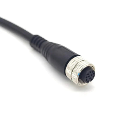 Close-up of M12 12 Pin Female Connector Cable A Code Straight Aviation Plug Pro Grade Electrical Cable PVC AWG26 0.5 Meter